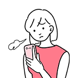 スマホを見てため息をつく女性のイラスト
