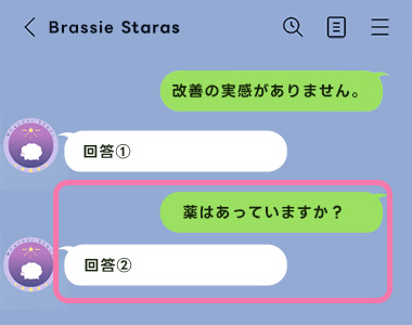 1ターン分のやりとりが終わった後に、相談者が追加の質問が来て返答をするパターンのイメージ