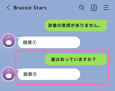 ひとつの質問と回答の後、関連する質問が続き、2ターン目に入った例